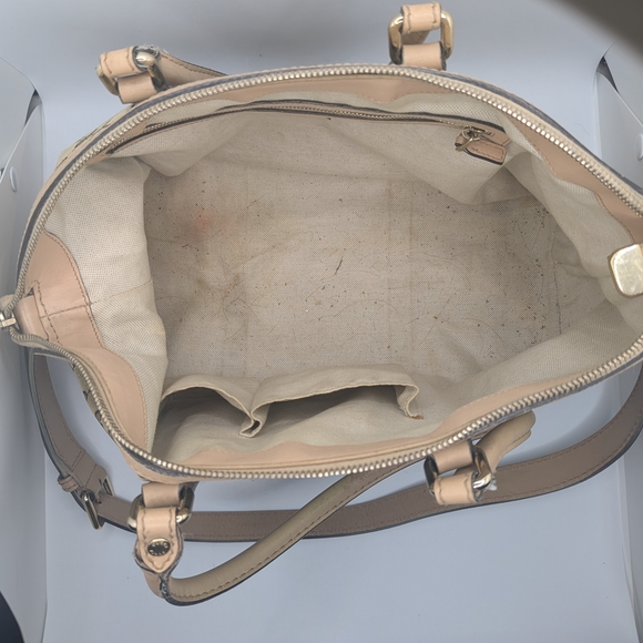 💢 Pristine💢 Gucci Beige And Brown Boston Canvas Stripe Satchel - Picture 5 of 9